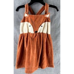 Hanna Andersson Girls Fox Jumper Dress 18-24 Months Adj Straps Fall Woodland